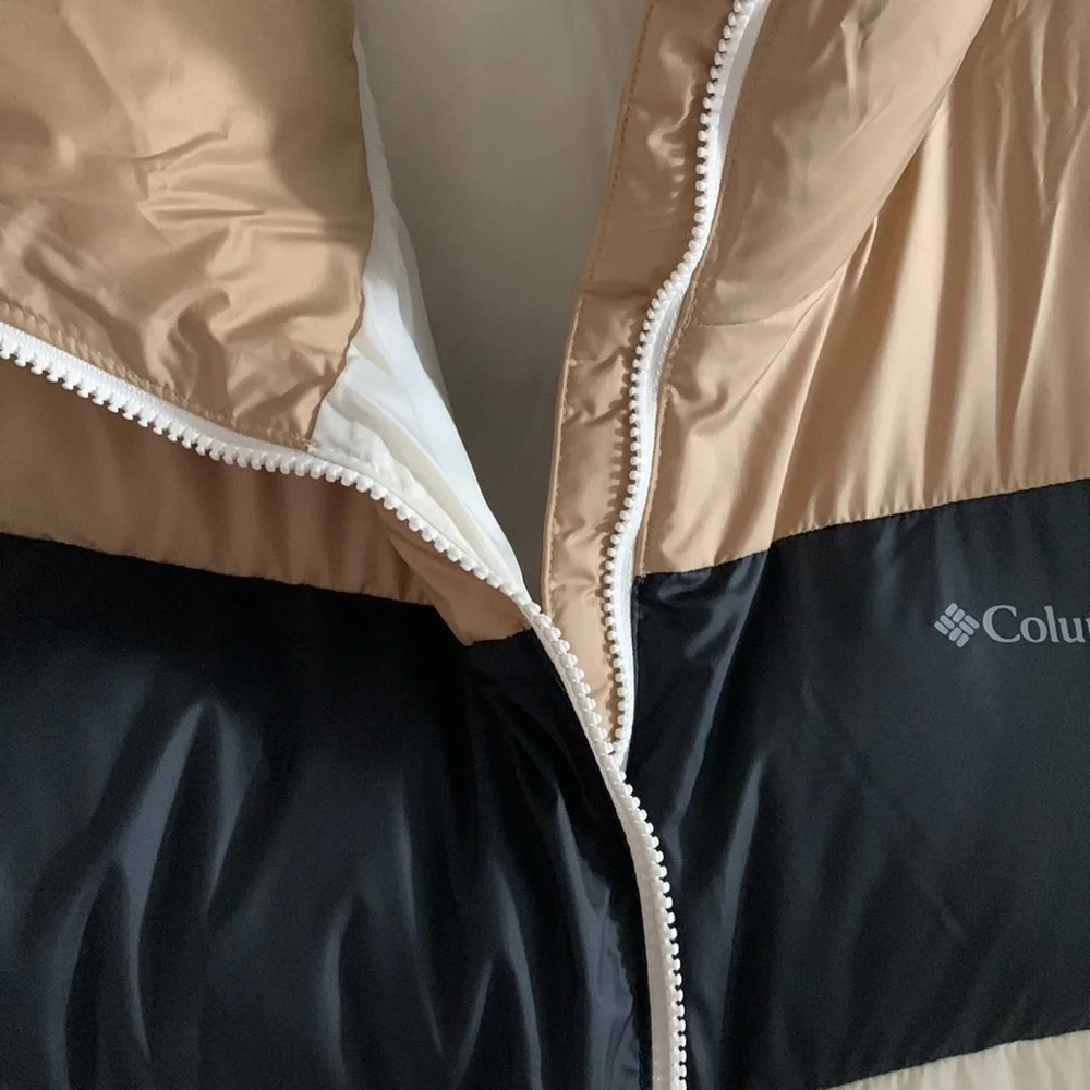 New Women's Puffect™ Color Blocked Jacket Plus Size Neutral Cream Brown Warm 3X - Picture 7 of 11